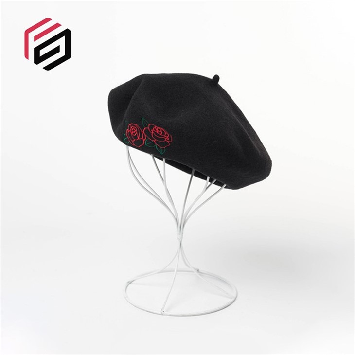 Rose Embroidery Beret