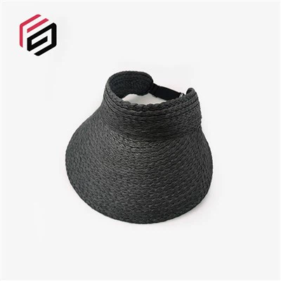 Black Paper Straw Wide Brim Visor