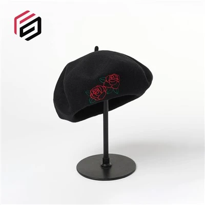 Rose Embroidery Beret