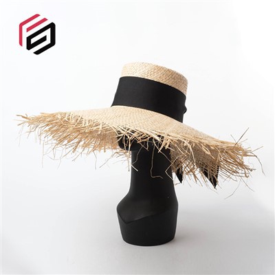 Ladies Straw Hat with Fringe Edge