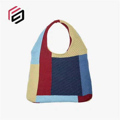 Knitted Color Block Patchwork Bag